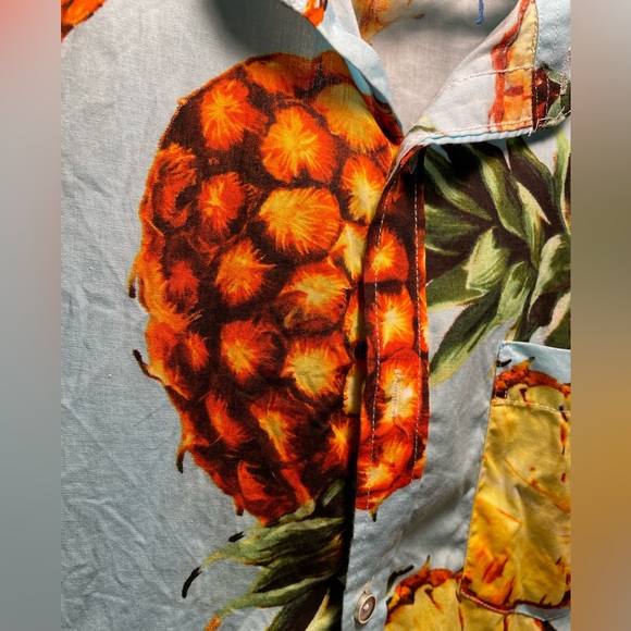 🍍 Pineapple Hawaiian Style Short Sleeved Summer Button Down Shirt US M 🍍 - Picture 3 of 6